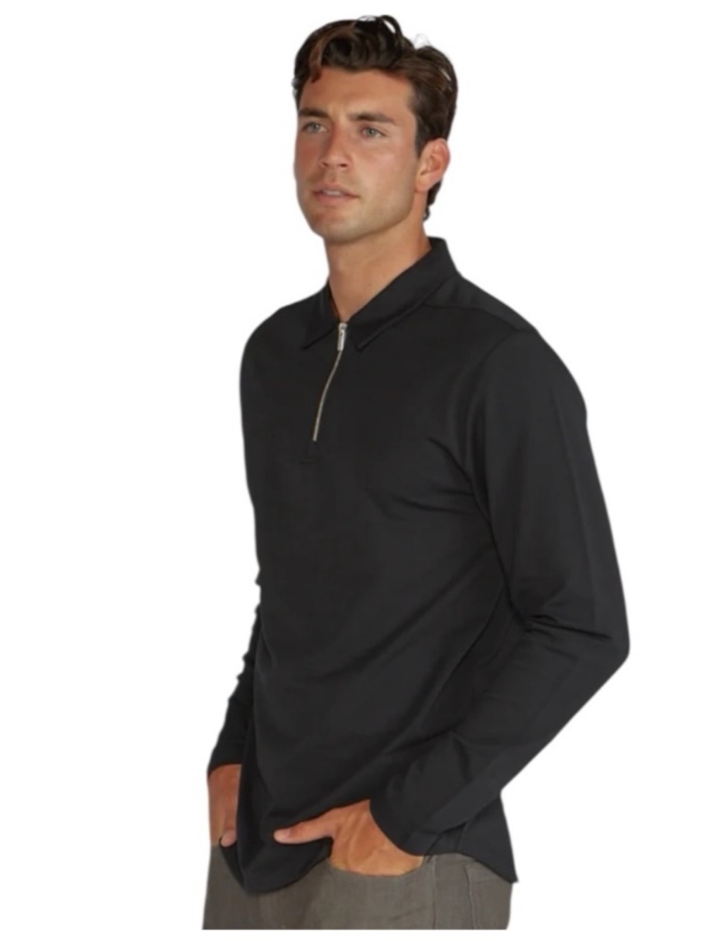 BYLT Lux Long Sleeve Quarter Zip Polo Black Men’s Size XL
